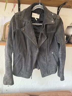 BCBGMaxAzria Charcoal Gray Suede Moto Jacket